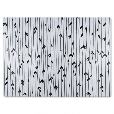 B&Q -  Sketchy Leaves Scattered  Glass Chopping Board