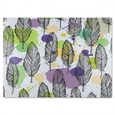 Benjamin Tate Design Spotted Coloured Feather Glass Chopping Boarddesigner Style from B&Q