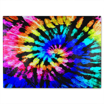 B&Q -  Tie Dye Pattern Glass Chopping Board