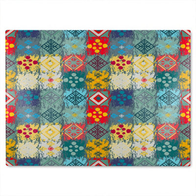 B&Q -  Tribal Art Boho Glass Chopping Board
