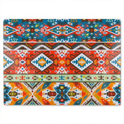 B&Q -  Colorful Pattern In Tribal Style Glass Chopping Board