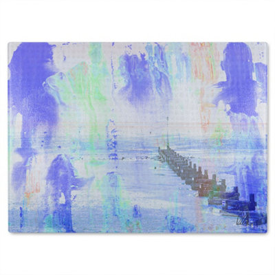 B&Q -  Beach Blue Glass Chopping Board