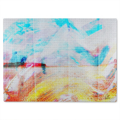 Benjamin Tate Design Beach View Cliffs Glass Chopping Board