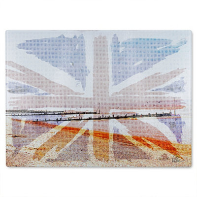 B&Q -  Union Jack Beach Glass Chopping Boarddesigner Style