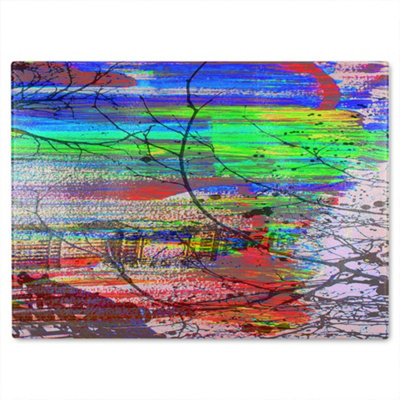 B&Q -  Big Ben And Trees Painted  Glass Chopping Boarddesigner Style