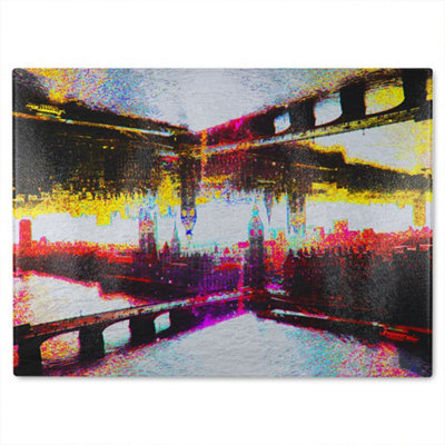 B&Q -  Big Ben Flipped Glass Chopping Board