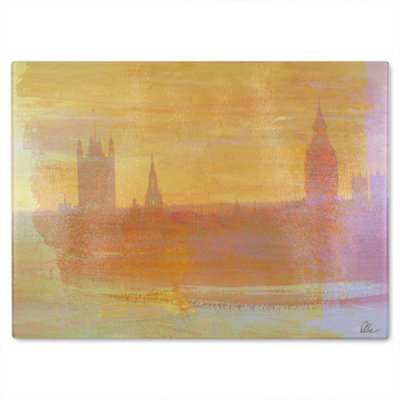B&Q -  Big Ben Yellow Mist Glass Chopping Boarddesigner Style