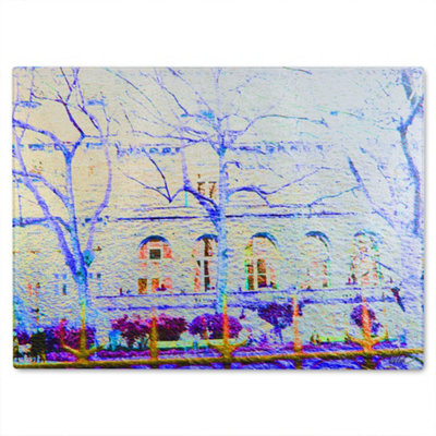 B&Q -  Blue Trees Glass Chopping Boarddesigner Style