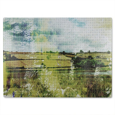 B&Q -  Classic Lake View Glass Chopping Boarddesigner Style
