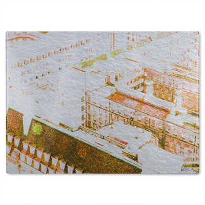 B&Q -  Chimney Tops  Brown Glass Chopping Board