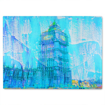 B&Q -  Crazy Blue Ben Glass Chopping Board