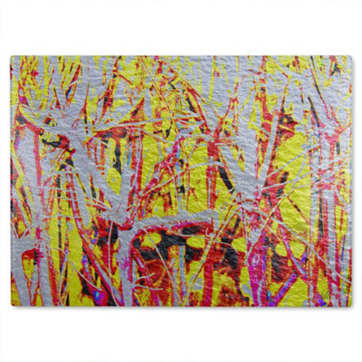 B&Q -  River Thames And Red Branches Glass Chopping Board