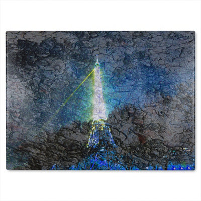 B&Q -  Eiffel Tower And Bark Glass Chopping Board