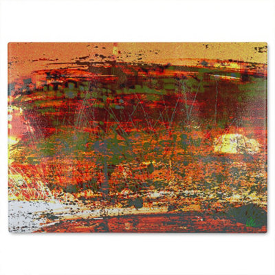 Benjamin Tate Design Branches Glass Chopping Boarddesigner Style Red