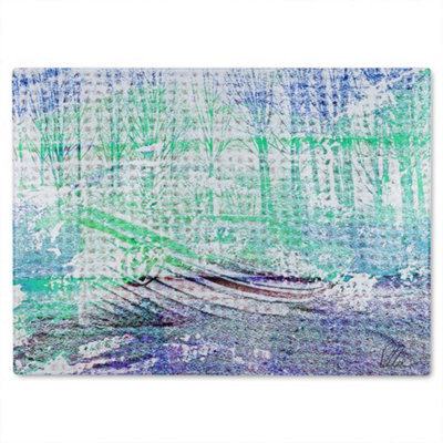 B&Q -  Washed Up Blue Glass Chopping Board
