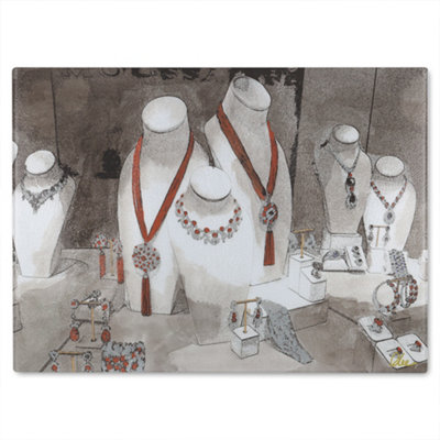 Benjamin Tate Design Field Day Jewellery Glass Chopping Board