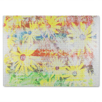 B&Q -  Flower Burst Glass Chopping Boarddesigner Style