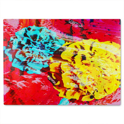 Benjamin Tate Design Roses Glass Chopping Boarddesigner Style