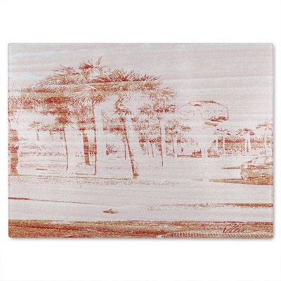 Benjamin Tate Design Bronze Palm Glass Chopping Boarddesigner Style from B&Q
