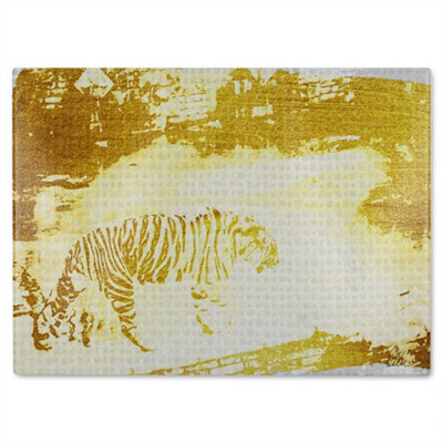 B&Q -  Golden Tiger Search Glass Chopping Board
