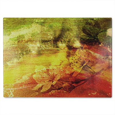 B&Q -  Rustic Flowers Glass Chopping Boarddesigner Style
