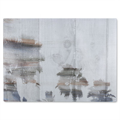 Benjamin Tate Design Silver Palm Glass Chopping Board from B&Q