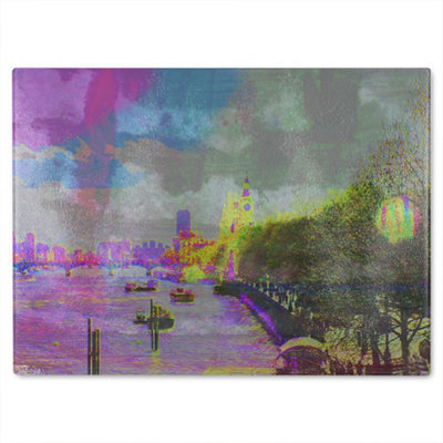 B&Q -  London Bridge View Glass Chopping Board