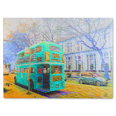 B&Q -  London Bus Green Rear Glass Chopping Board