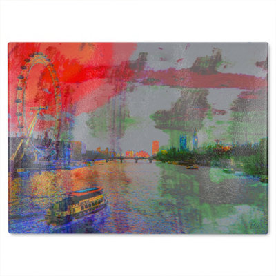 B&Q -  London Thames Glass Chopping Board