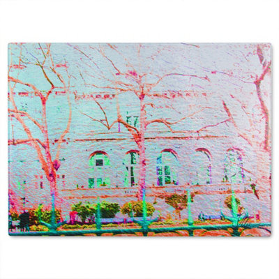 B&Q -  Red Tree In London  Glass Chopping Boarddesigner Style