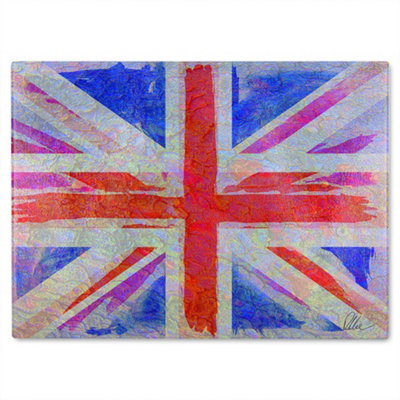 Benjamin Tate Design Union Jack Glass Chopping Boarddesigner Style