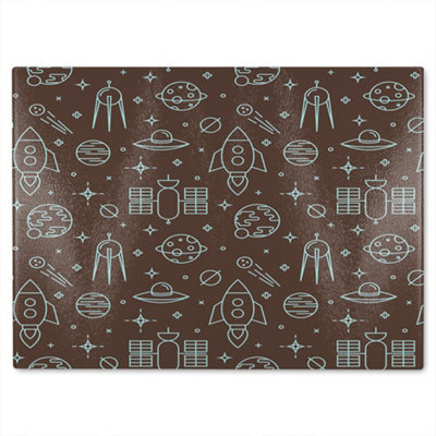 B&Q -  Planets And Stars Glass Chopping Board