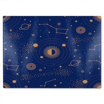 B&Q -  Magic Night Sky Map Glass Chopping Board