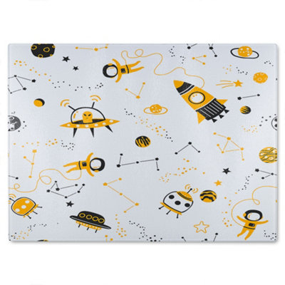 B&Q -  Space Pattern Glass Chopping Board