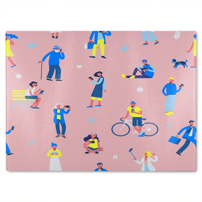 Benjamin Tate Design Different People With Mobile Phones And Gadgets Glass Chopping Boarddesigner Style from B&Q