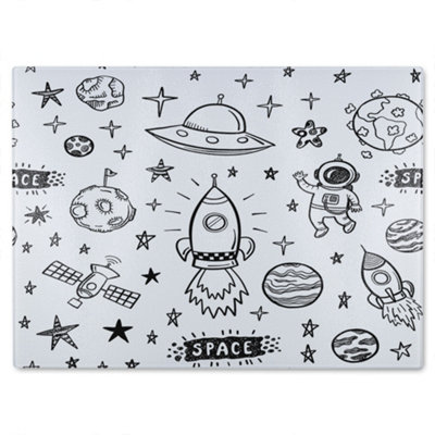 Benjamin Tate Design Doodle Space Glass Chopping Boarddesigner Style