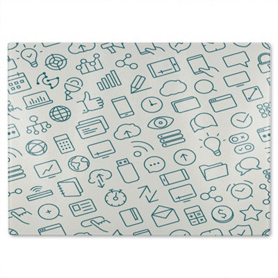 B&Q -  Outline Icons Glass Chopping Board