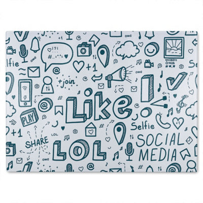 Benjamin Tate Design Social Media Glass Chopping Boarddesigner Style from B&Q