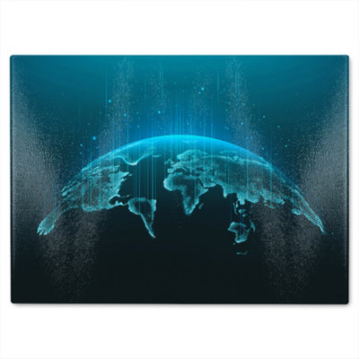 B&Q -  Map Of The Planet Glass Chopping Board