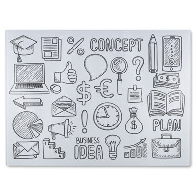 Benjamin Tate Design Business Doodles Glass Chopping Boarddesigner Style