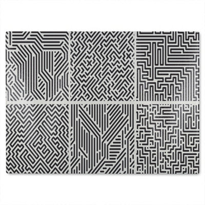 Benjamin Tate Design Striped Geometric Patterns Glass Chopping Boarddesigner Style