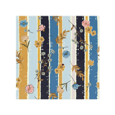 Benjamin Tate Design Beautiful Meadow Flowers On Candy Colorful Brush Stripe Splash Back Designer Style
