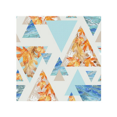 Benjamin Tate Design Triangles With Maple Oak Leaves Marble Splash Back Designer Style from B&Q