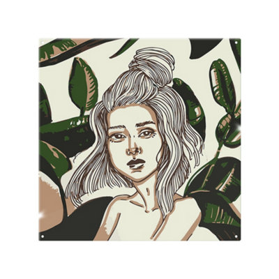 Benjamin Tate Design Young Woman In Tropical Leaves Designer Splash Back Designer Style from B&Q