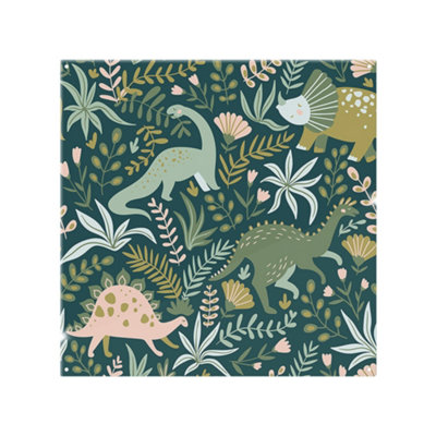 Benjamin Tate Design Hand Drawn Dinosaurs And Tropical Leaves And Flowers. Designer Splash Back Designer Style from B&Q