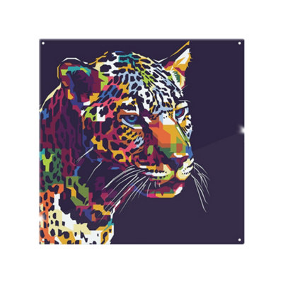 Benjamin Tate Design Leopard Face With Pop Art Style Designer Splash Back Designer Style from B&Q