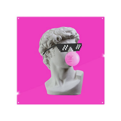 Benjamin Tate Design Plaster Statue David's Head In Pixel Glasses Designer Splash Back Designer Style from B&Q