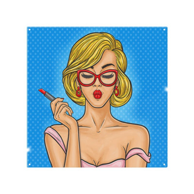 Benjamin Tate Design Pop Art Illustration Woman Paints Her Lips Designer Splash Back Designer Style from B&Q