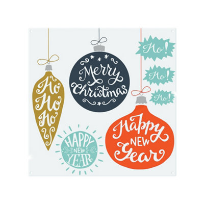 Benjamin Tate Design Vintage Christmas Baubles With Merry Christmas Dining Splash Back Designer Style from B&Q