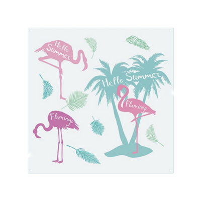 Benjamin Tate Design Palm & Flamingo Splash Back Designer Style from B&Q